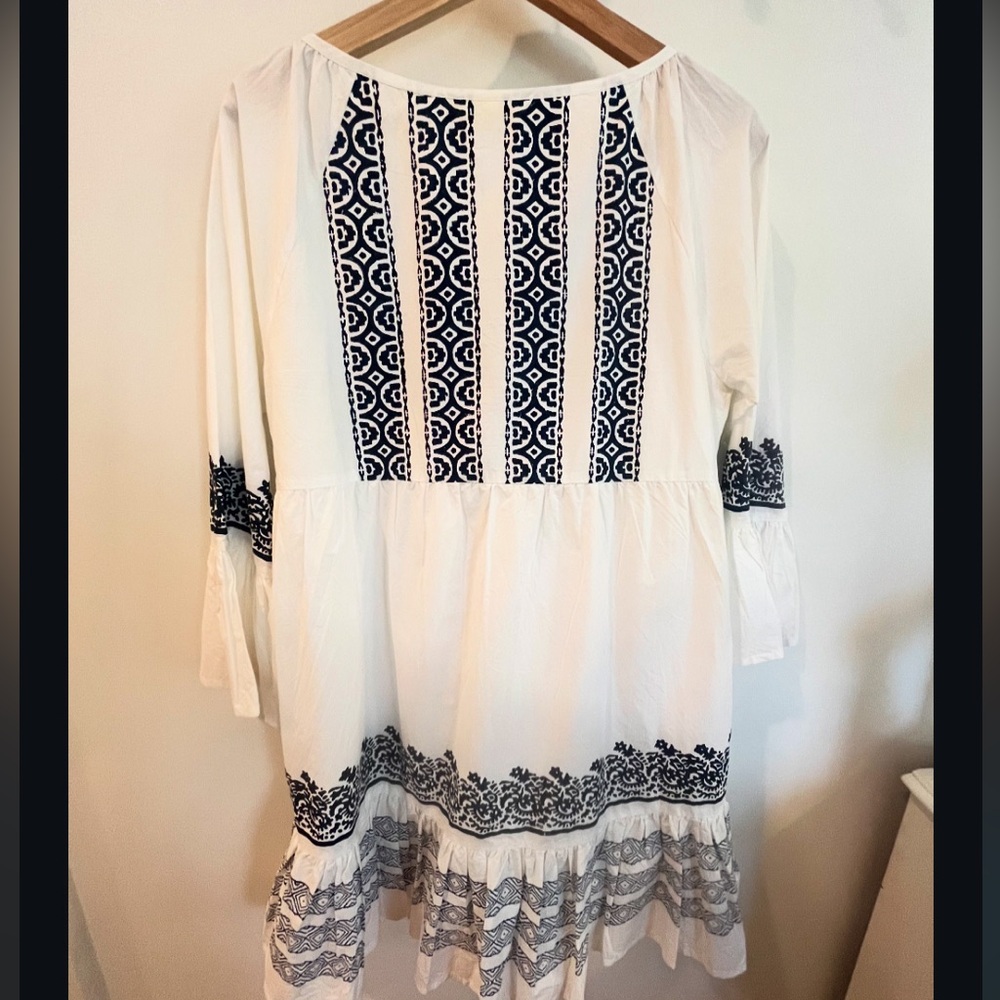 Roller Rabbit Mona Border Maricruz Dress Size Small White & Navy - Picture 6 of 11